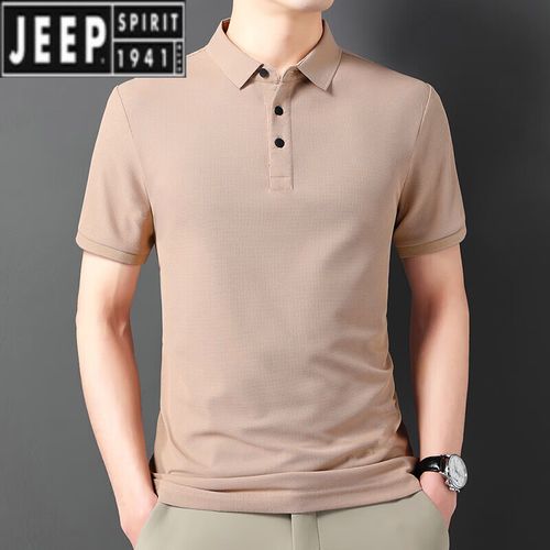 吉普百搭短袖t恤男士夏季纯棉打底衣服男装冰丝大码上衣冰感polo 衫